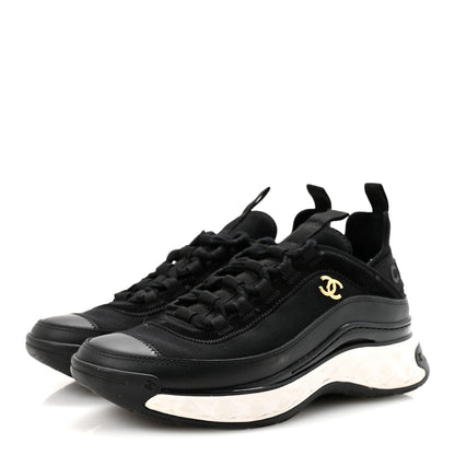 Chanel Velvet Calfskin Mixed Fibers CC Sneakers 38 Black 4 of 10