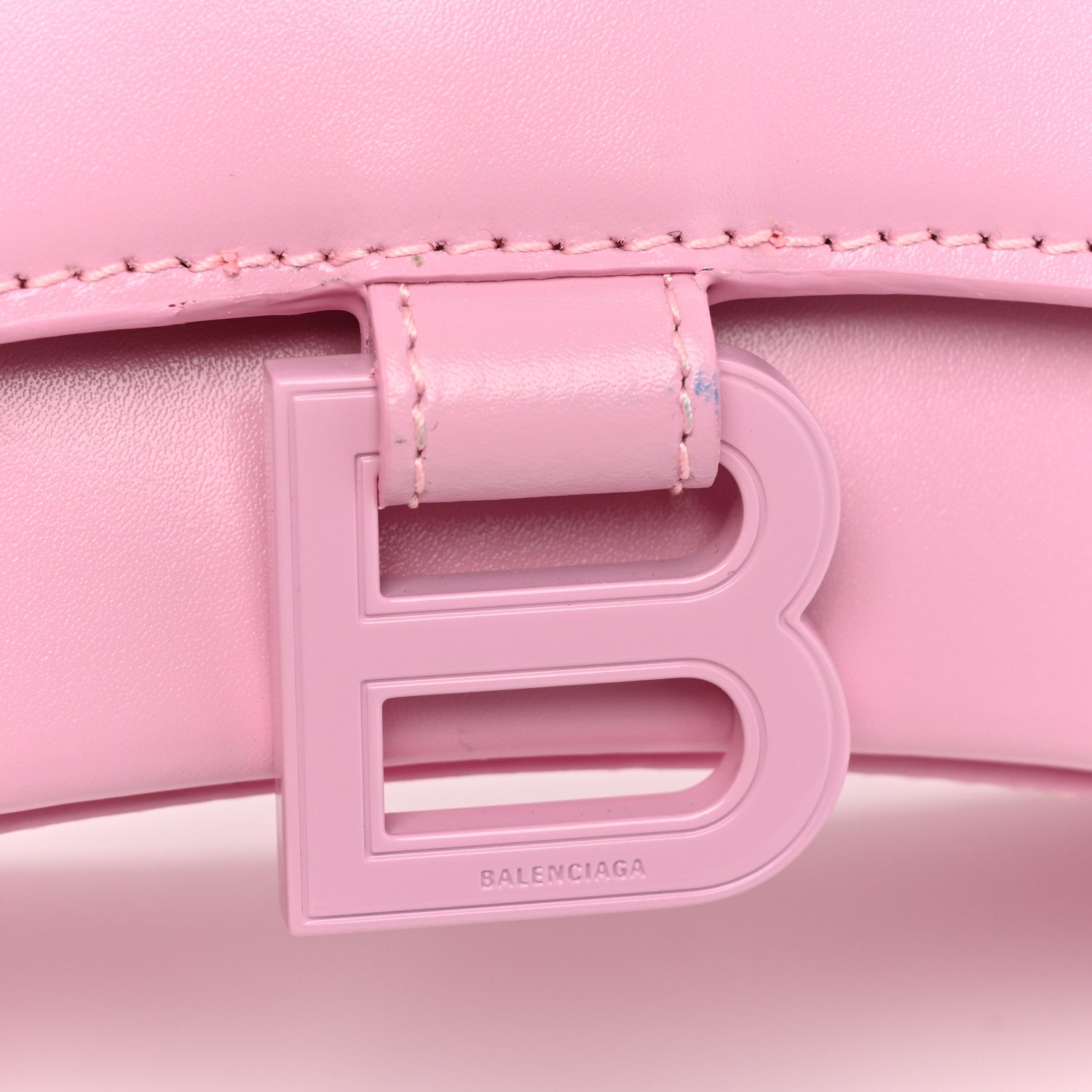 Balenciaga Shiny Box Calfskin Tonal B Hourglass Top Handle Bag XS Candy Pink 12 of 15