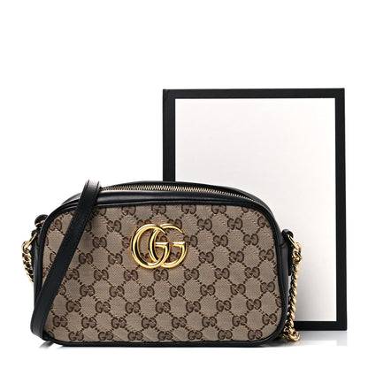 Gucci Monogram Matelasse Diagonal Small GG Marmont Chain Shoulder Bag Beige Black 15 of 15