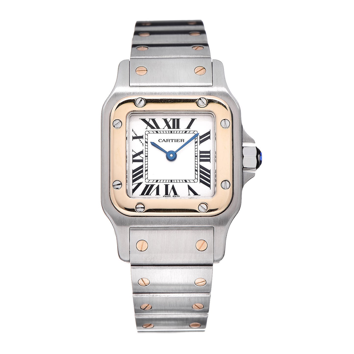 Stainless Steel 18K Yellow Gold 24mm Santos De Cartier Galbee Quartz Watch