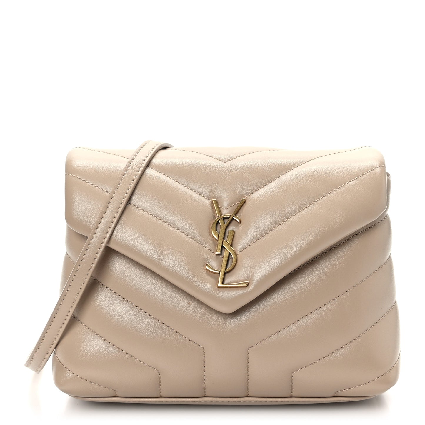 Calfskin Y Quilted Monogram Toy Loulou Crossbody Bag Dark Beige