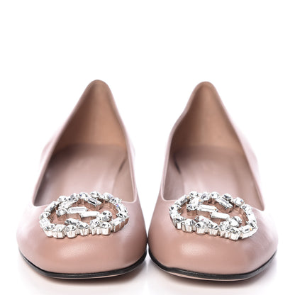 Gucci Nappa Crystal Interlocking G Low Heel Pumps 36.5 Dark Cipria 2 of 9