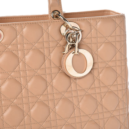 Christian Dior Lambskin Cannage Large Lady Dior Beige 12 of 16