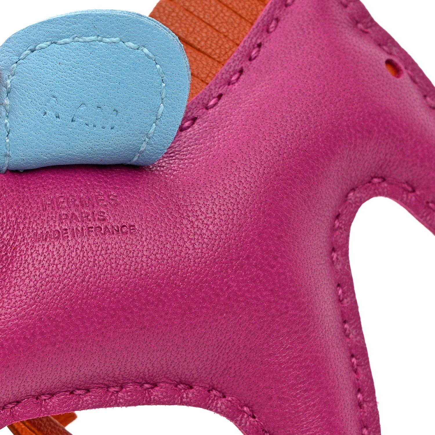 Hermes Milo Lambskin Grigri Rodeo Horse Bag Charm PM Rose Pourpre Cornaline Celeste 3 of 4