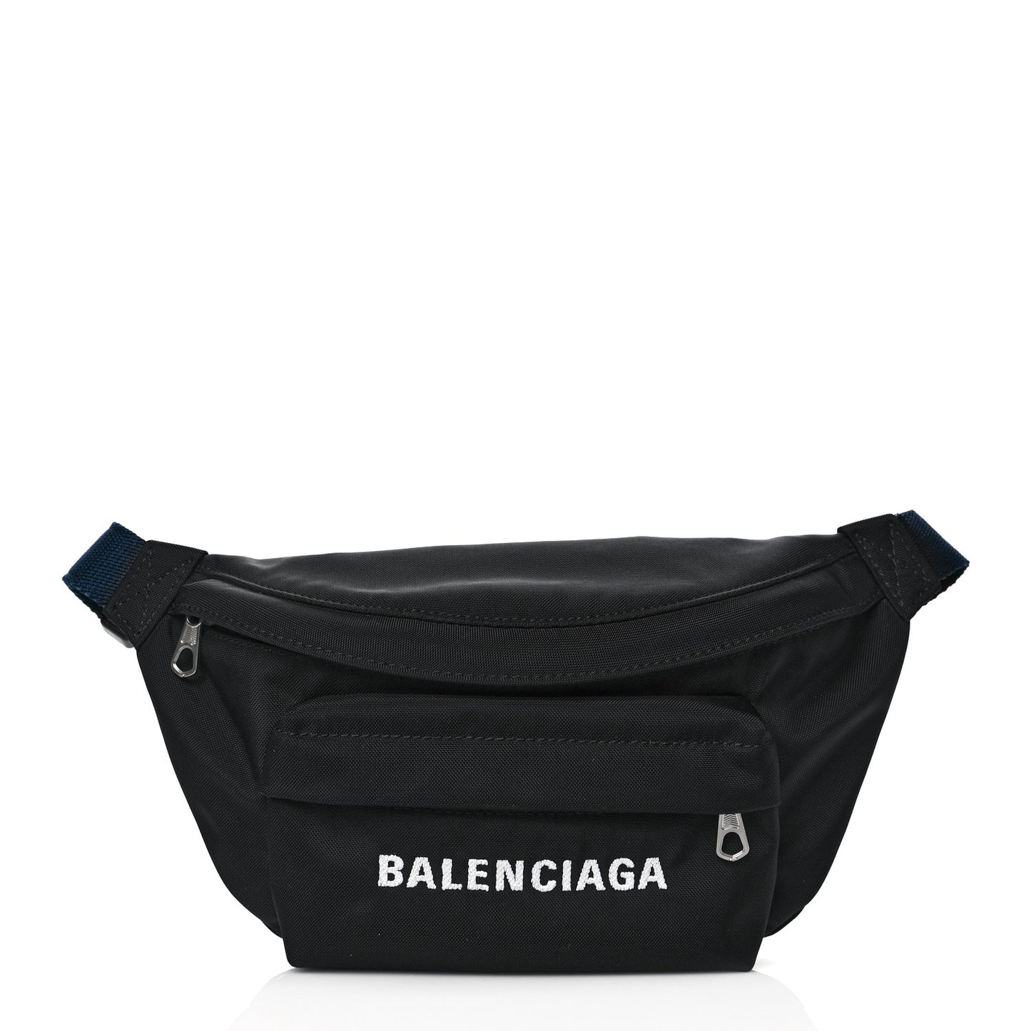 Sport Nylon Logo Embroidered Wheel Belt Bag Black White