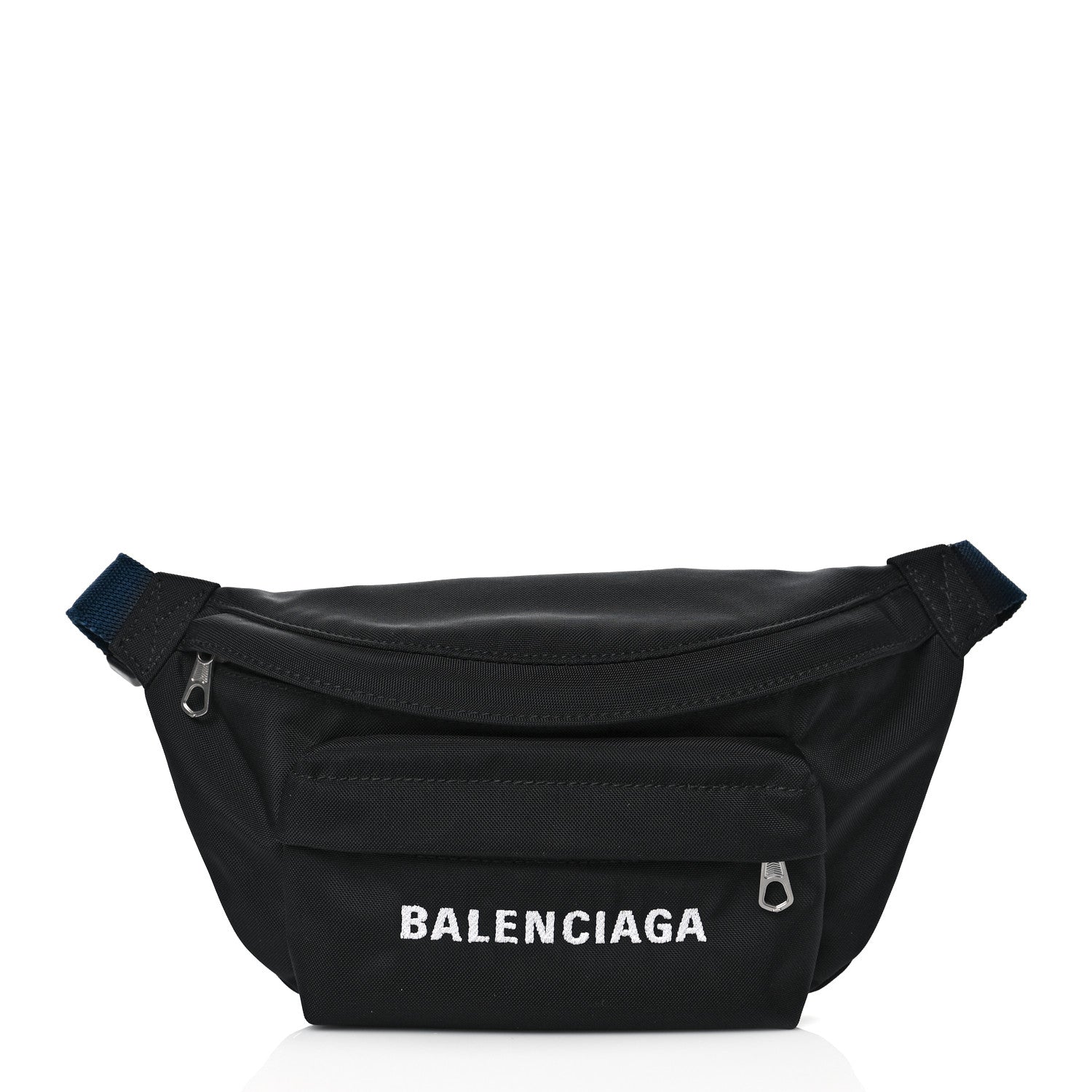 Balenciaga Sport Nylon Logo Embroidered Wheel Belt Bag Black White 1 of 9