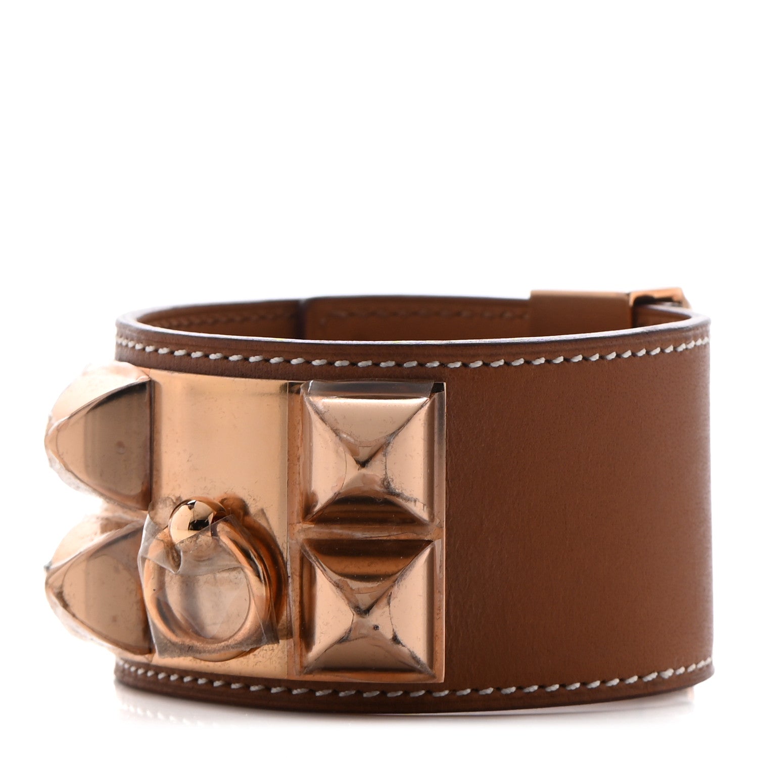 Hermes Barenia Collier De Chien CDC Bracelet L Fauve 1 of 7