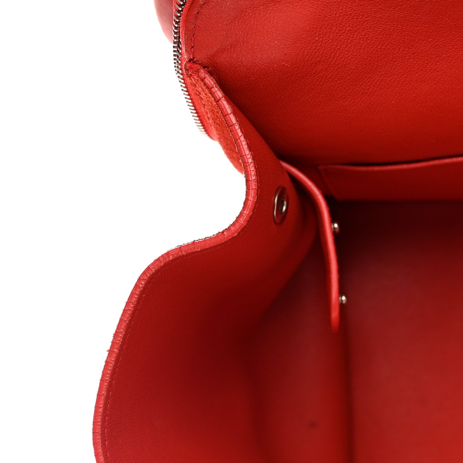 Celine Drummed Calfskin Suede Double Zip Trapeze Vermillion 16 of 19