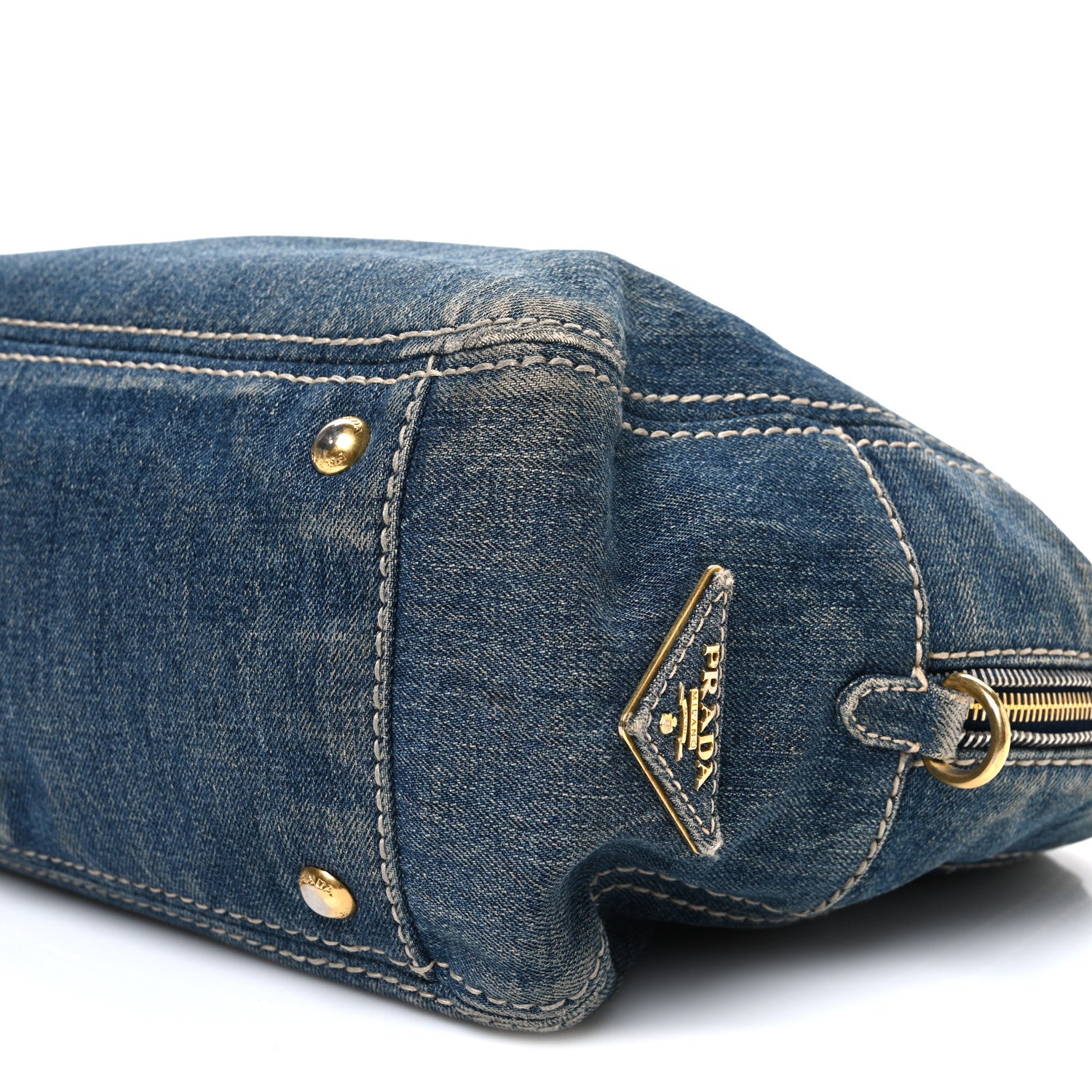 Prada Denim Canapa Logo Shoulder Bag 10 of 12
