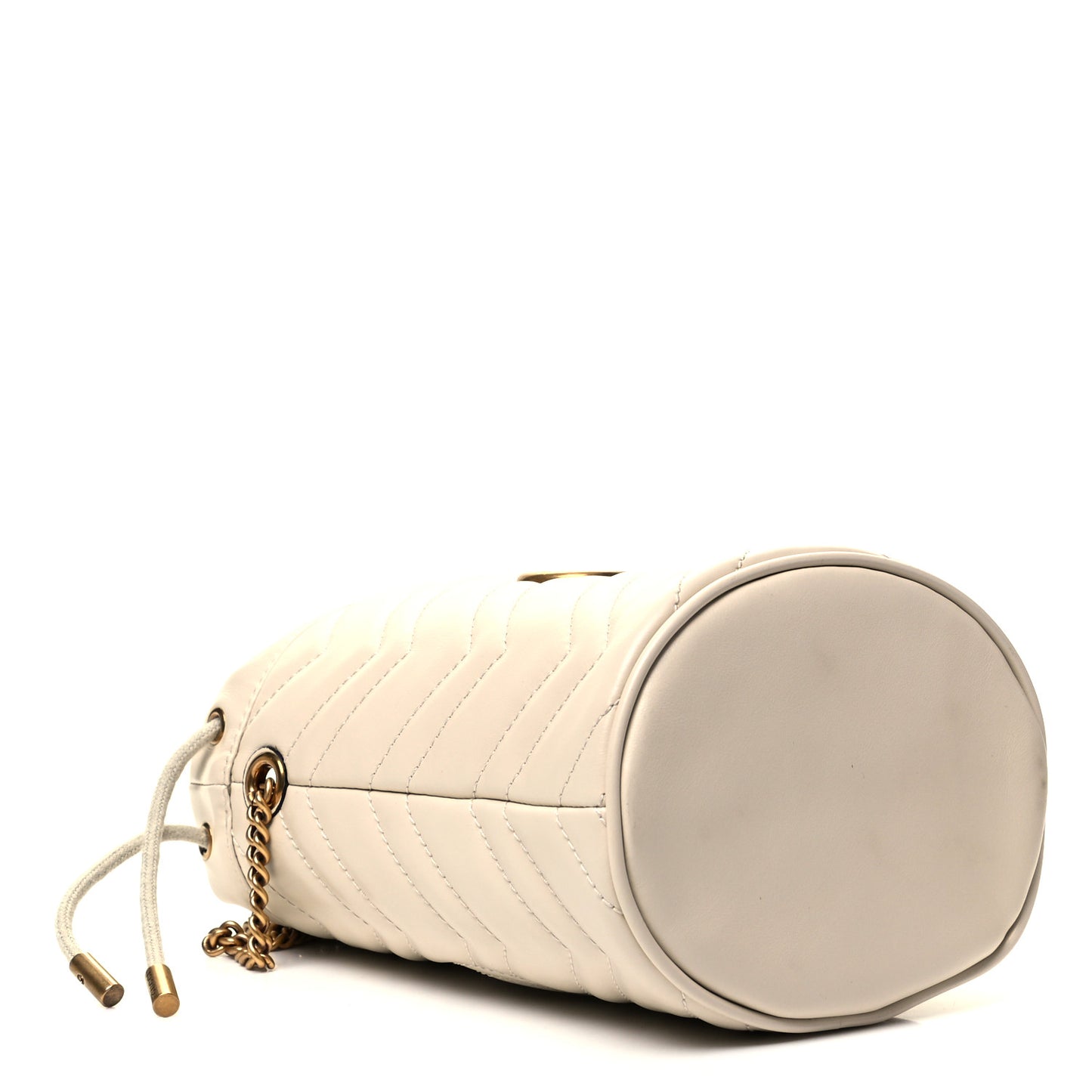 Calfskin Matelasse Mini GG Marmont 2.0 Bucket Bag White