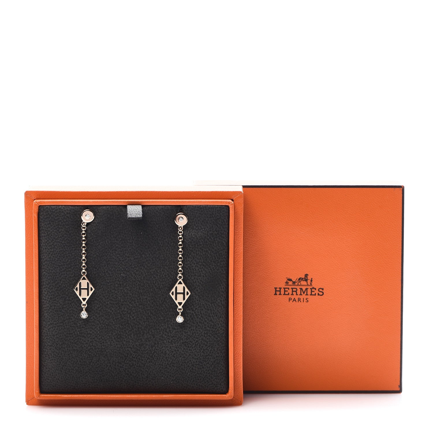 Hermes 18K Rose Gold Diamond Gambade Earrings 7 of 7