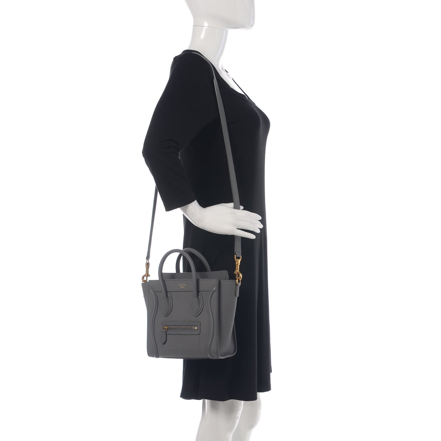Drummed Calfskin Nano Luggage Kohl