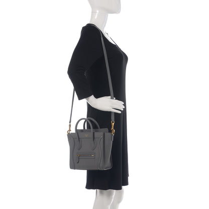 Celine Drummed Calfskin Nano Luggage Kohl 2 of 12