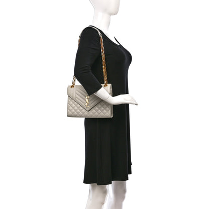 Saint Laurent Grain De Poudre Textured Mixed Matelasse Triquilt Medium Monogram Satchel Crema Soft 3 of 21