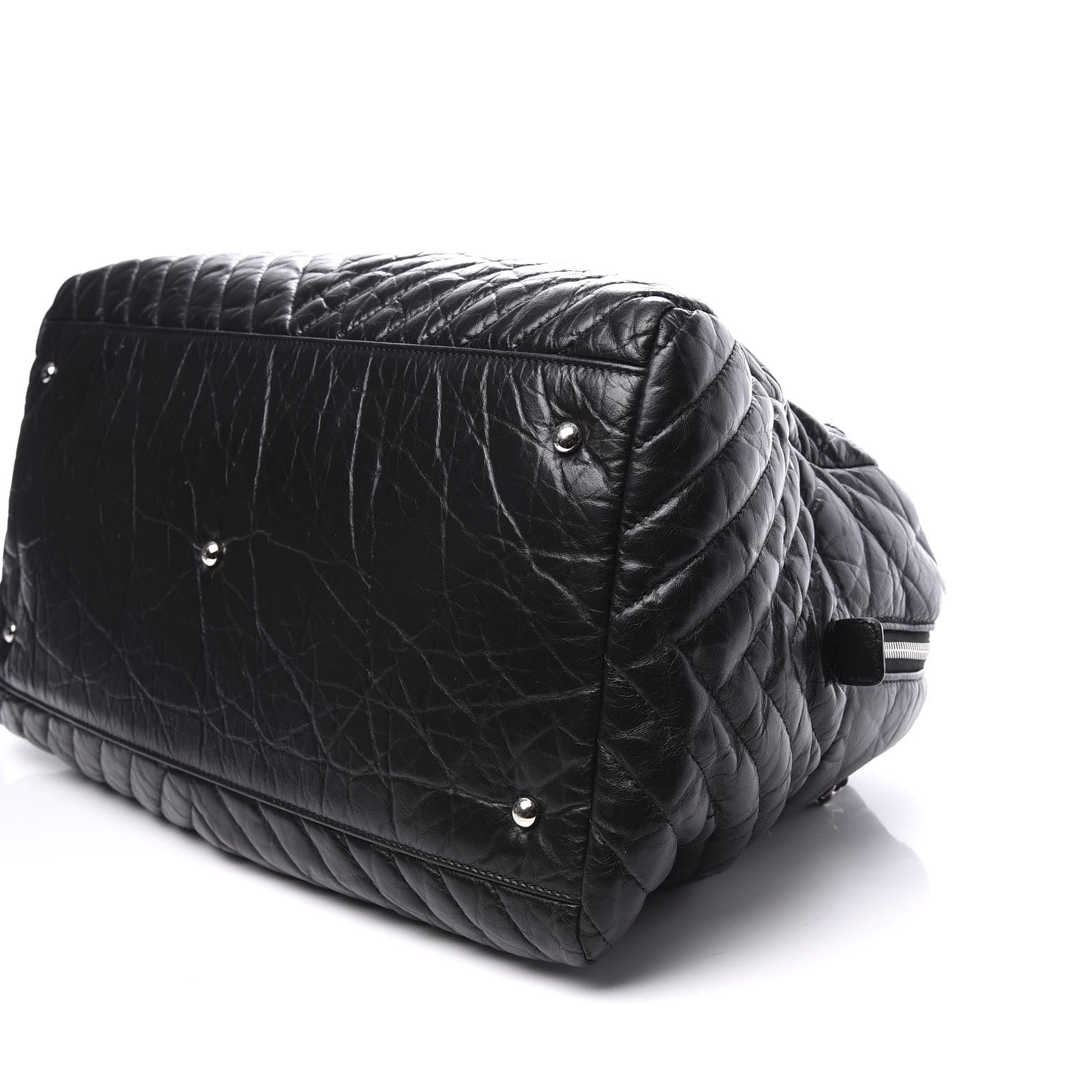 Chanel Aged Calfskin Chevron Large Soft Bowling Bag Black 6 of 11