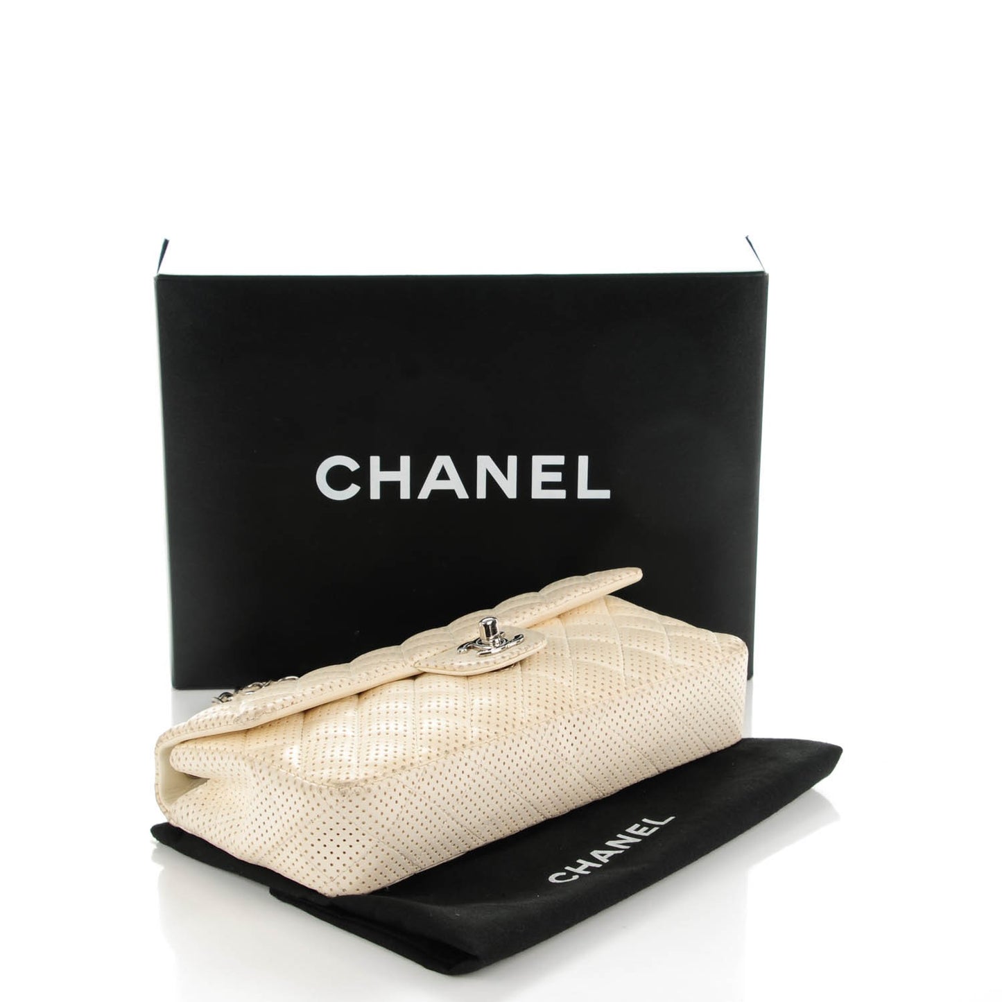 Lambskin Perforated East West Flap White