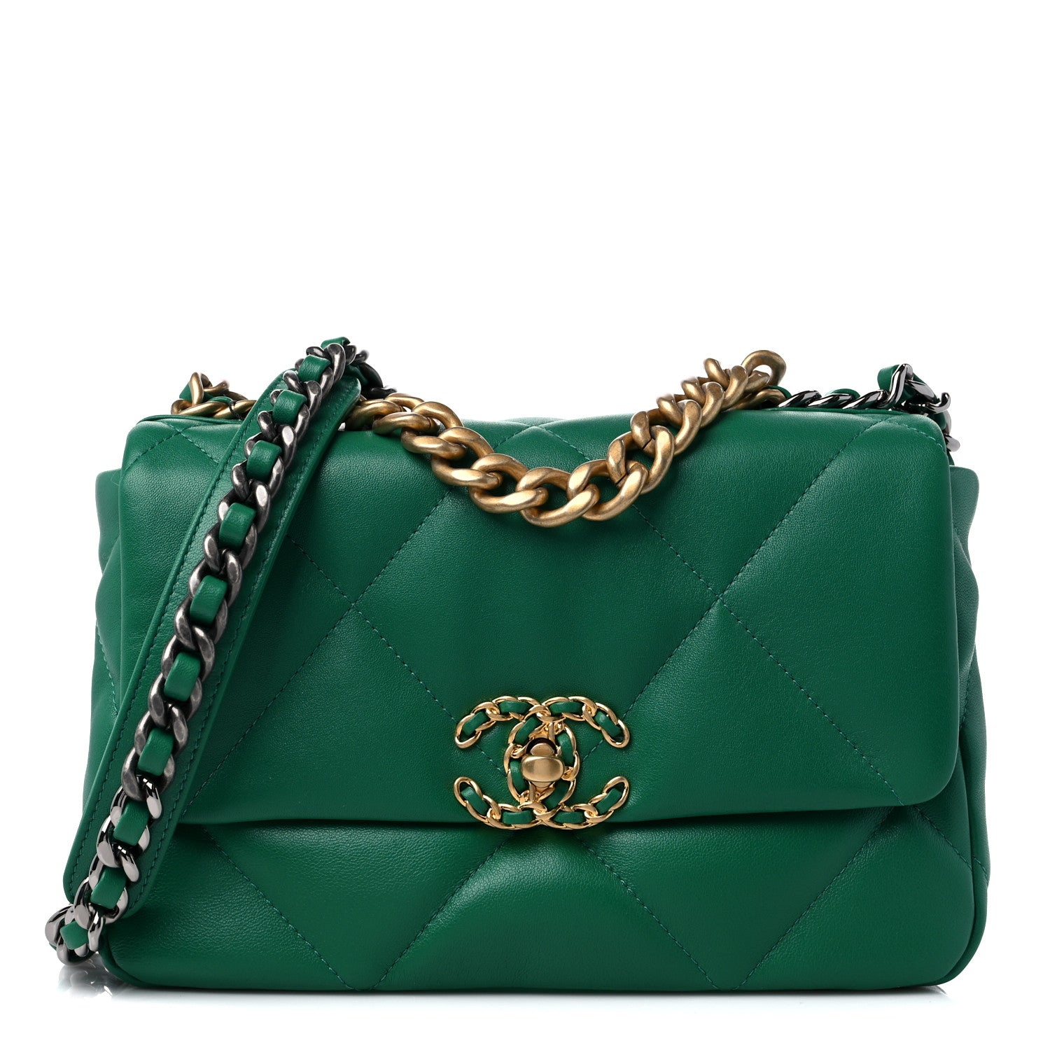 Chanel Lambskin Quilted Medium Chanel 19 Flap Green 1 of 9