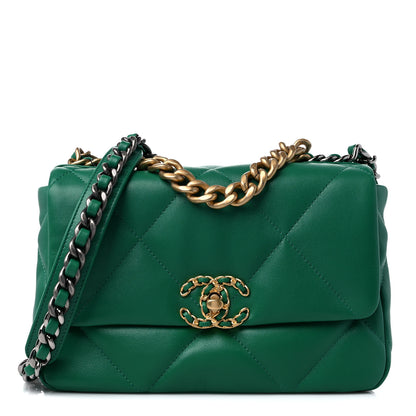 Chanel Lambskin Quilted Medium Chanel 19 Flap Green 1 of 9