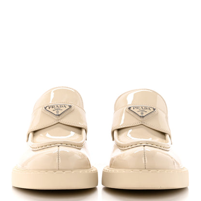 Prada Vernice Metal Triangle Logo 50mm Loafers 41 Avorio 2 of 12