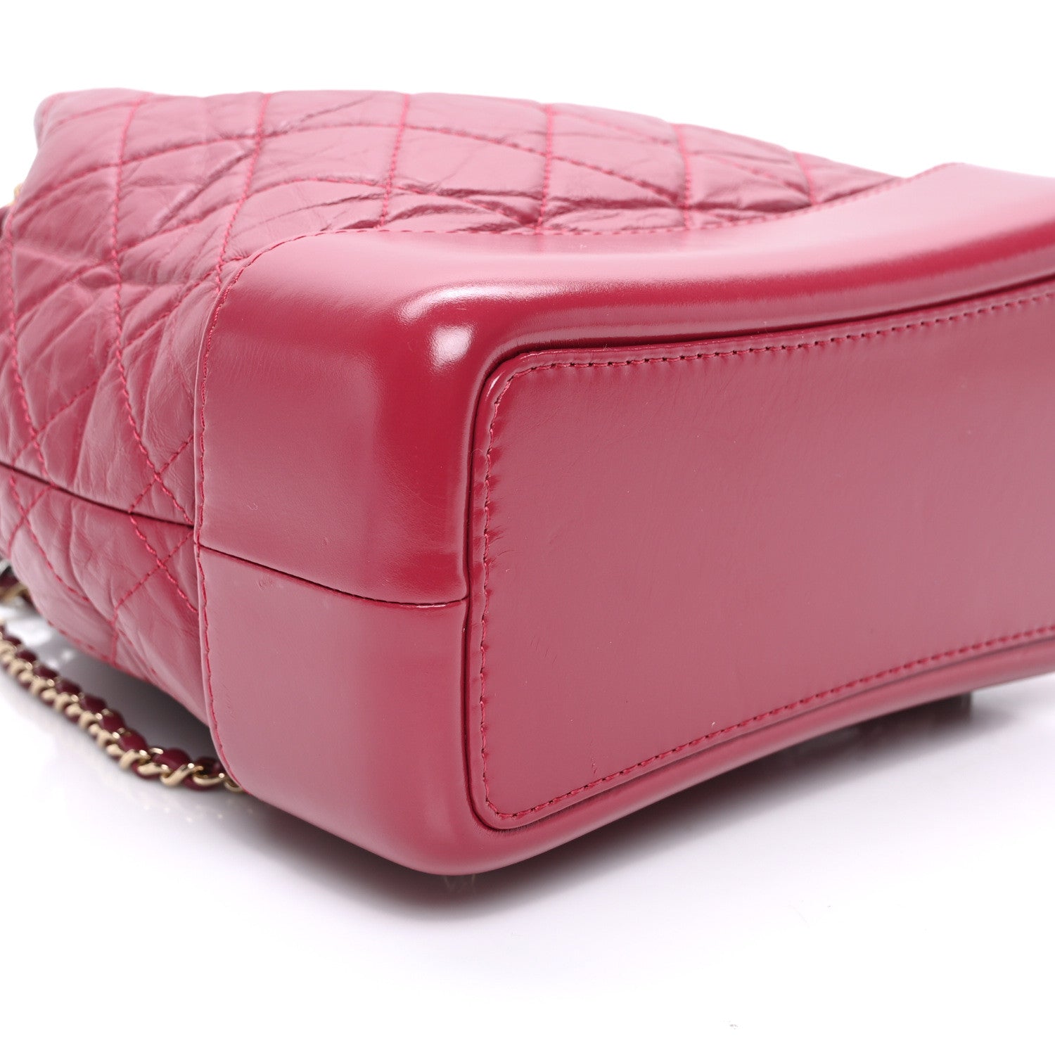 Chanel Aged Calfskin Quilted Small Gabrielle Backpack Dark Pink 9 of 12