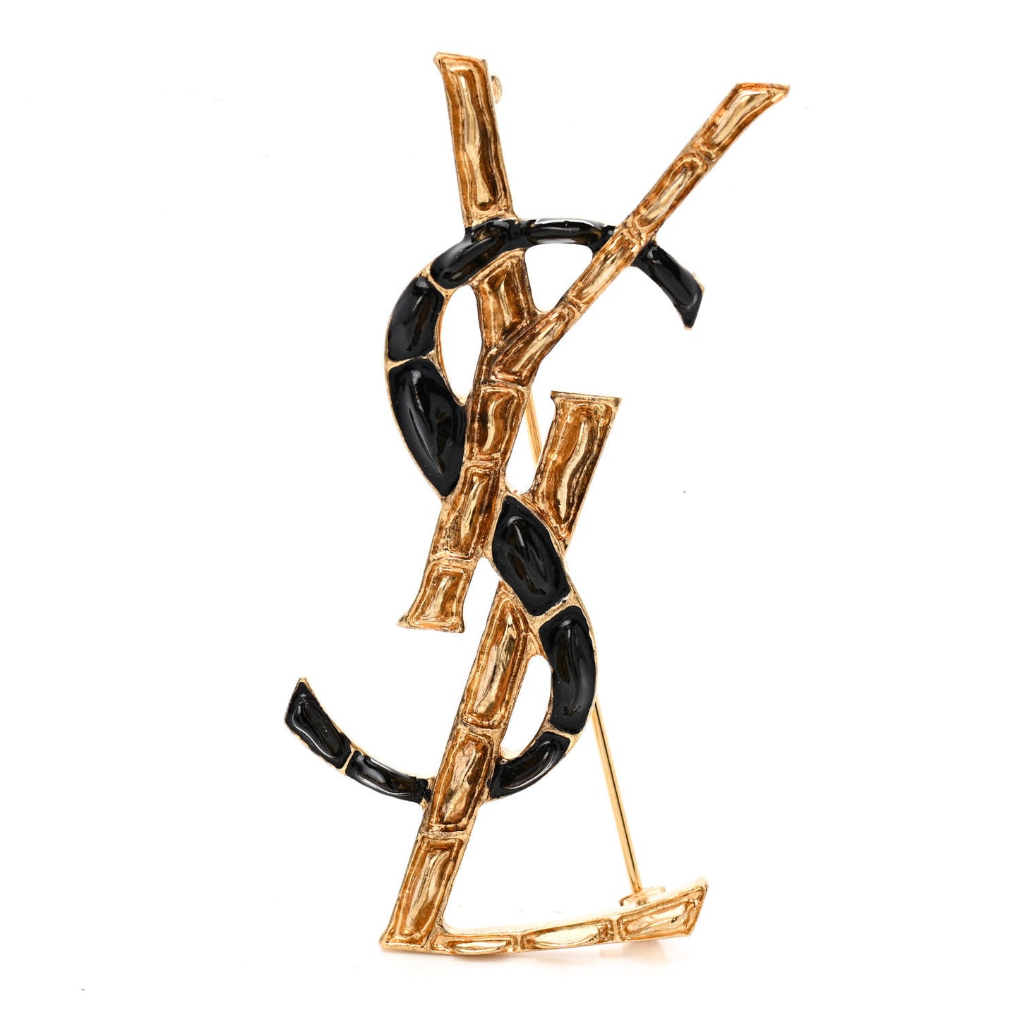 Monogram Crocodile Opyum Brooch Gold Black