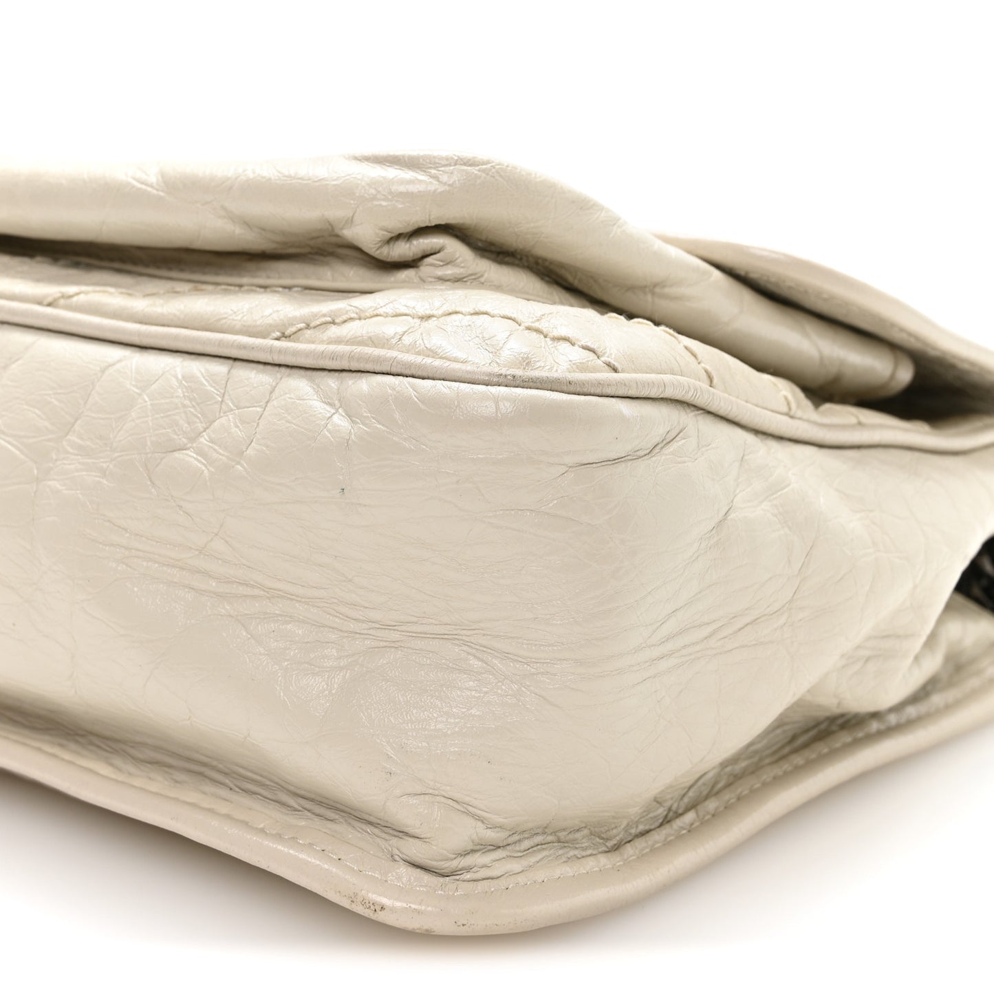 Crinkled Calfskin Matelasse Monogram Medium Niki Chain Satchel Crema Soft