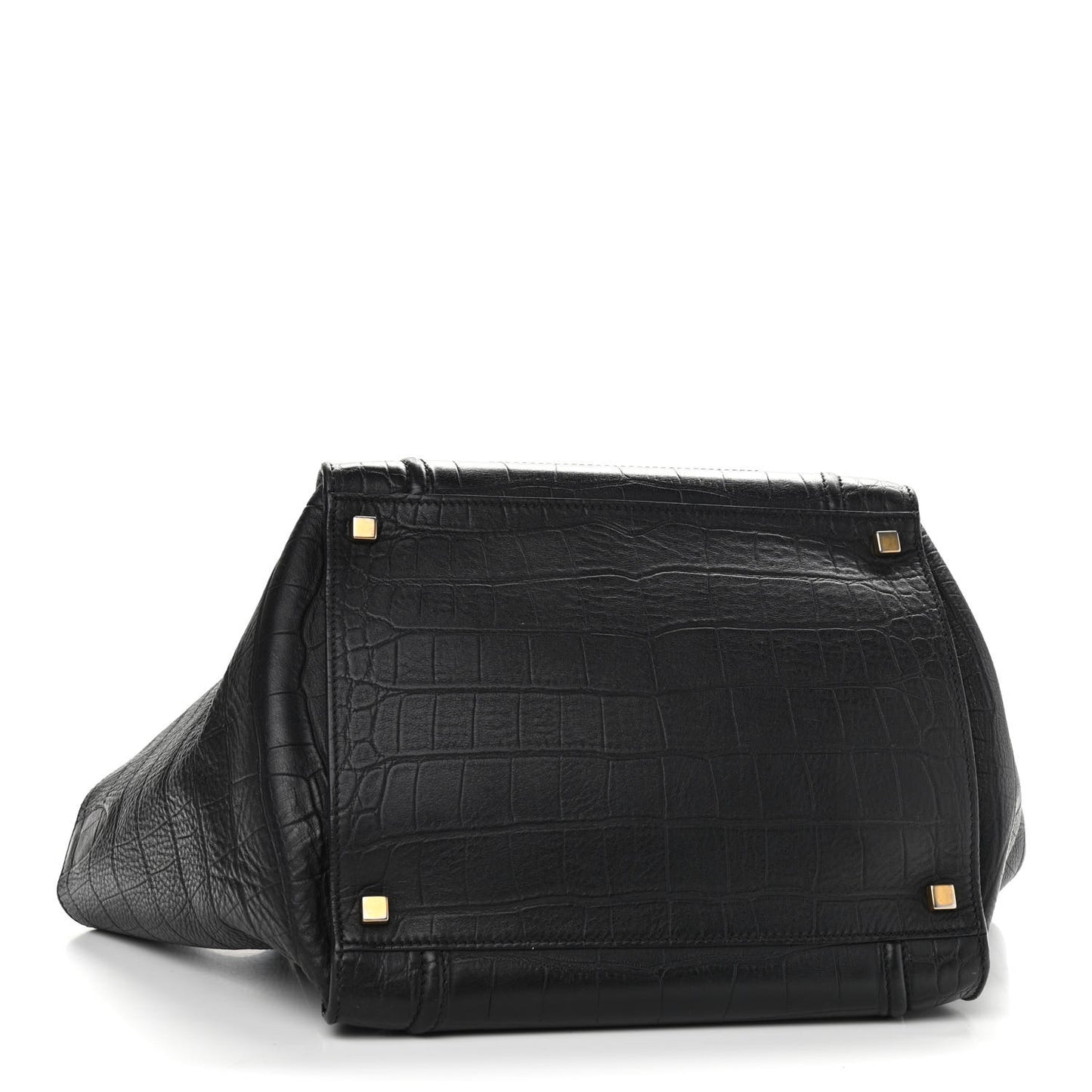 Calfskin Crocodile Embossed Medium Phantom Luggage Black