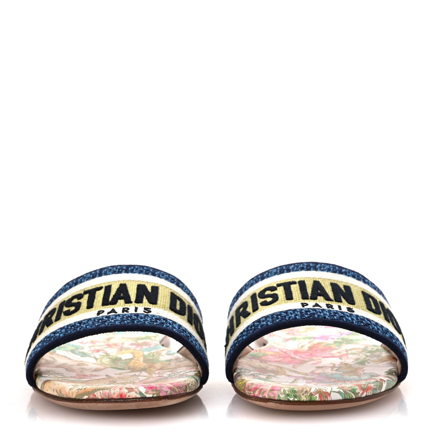 Christian Dior Canvas D-Constellation Embroidered Dway Flat Slide Sandals 36.5 White Multicolor 3 of 11