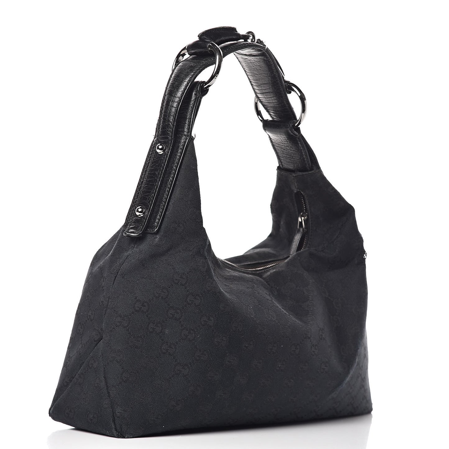 Monogram Medium Horsebit Chain Hobo Black