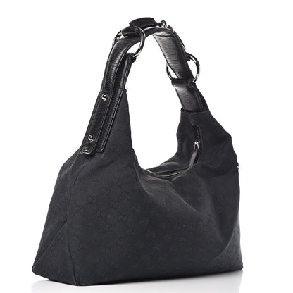 Gucci Monogram Medium Horsebit Chain Hobo Black 3 of 17