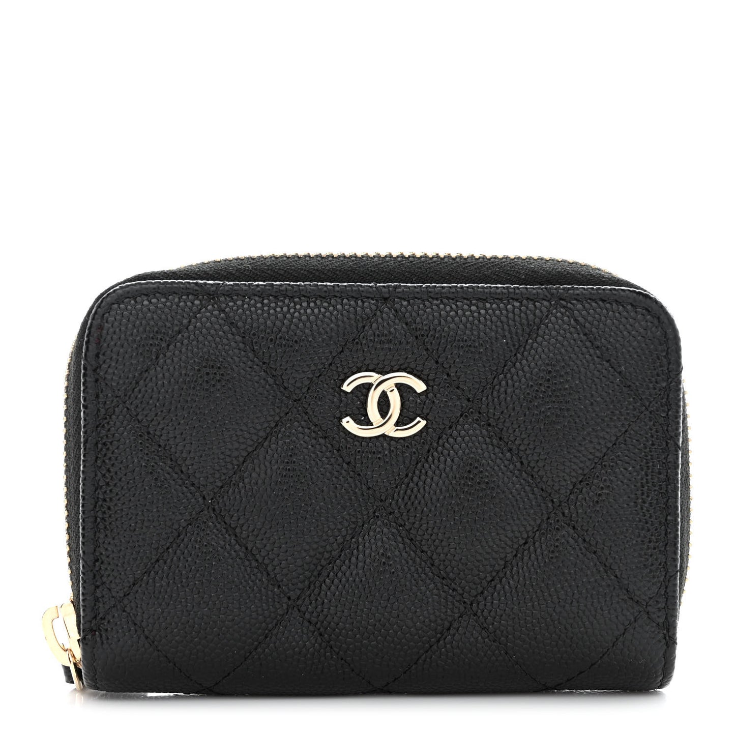 Caviar Quilted Classic Zipped Coin Purse Black