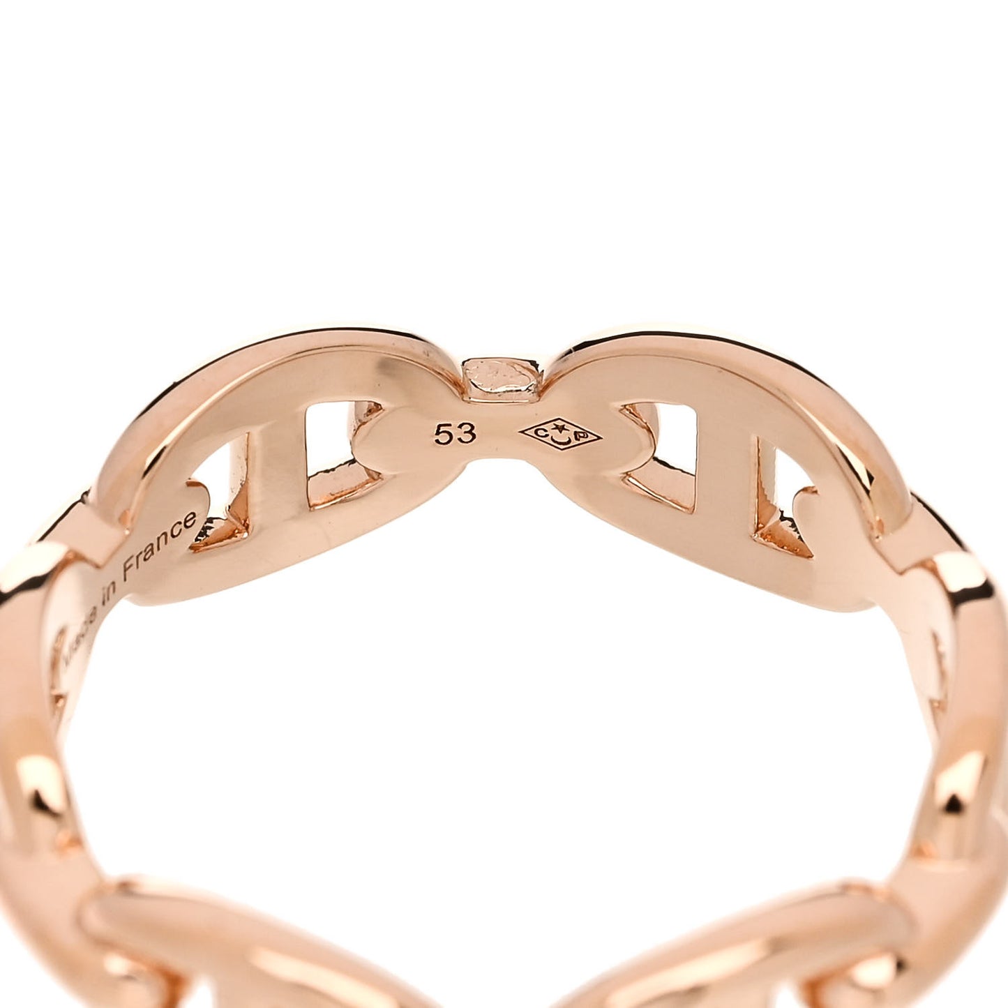 18K Rose Gold PM Chaine d'Ancre Enchainee Ring 53 6.5