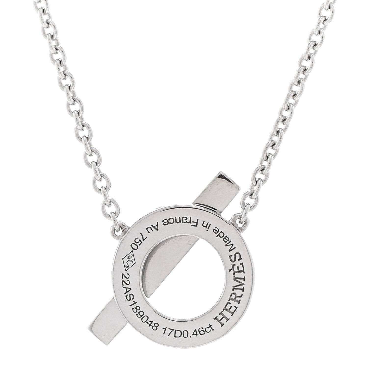 Hermes 18K White Gold Diamond Finesse Pendant Necklace 4 of 5