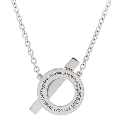 Hermes 18K White Gold Diamond Finesse Pendant Necklace 4 of 5