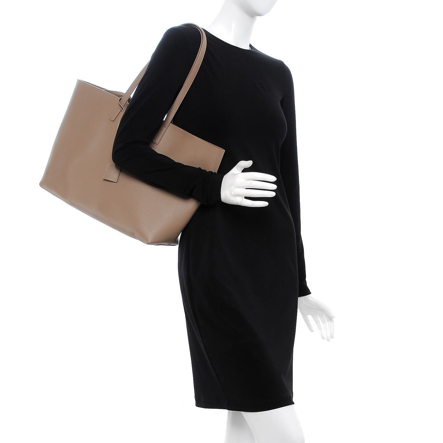Calfskin Large Shopping Tote Light Taupe