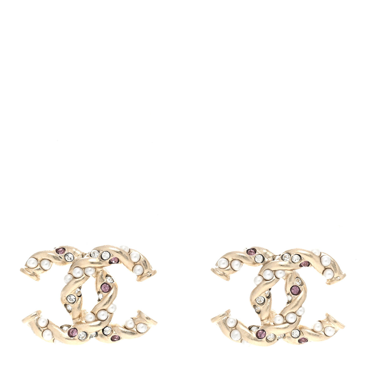 Pearl CC Earrings Gold Pink