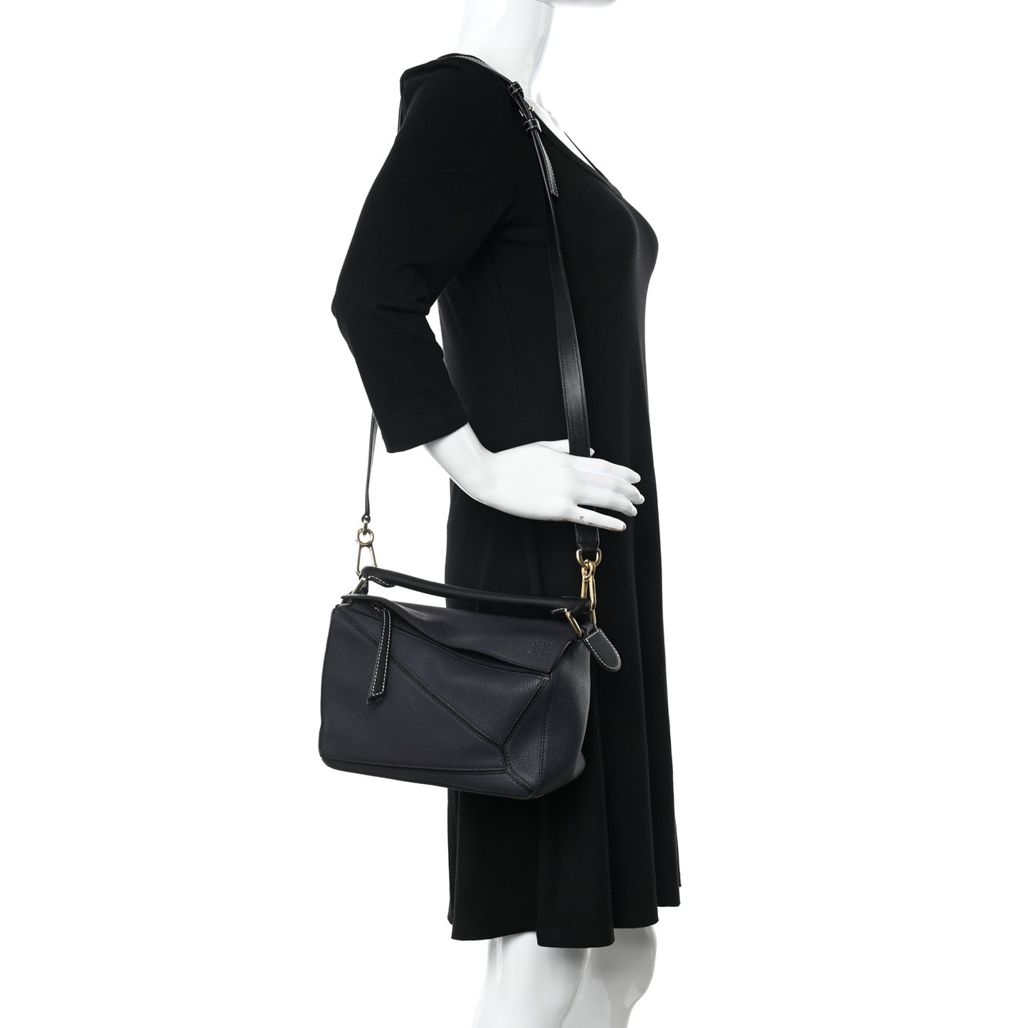 Calfskin Small Puzzle Bag Midnight Blue Black