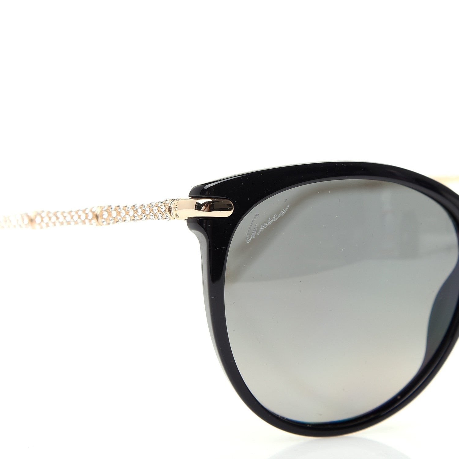 Gucci Crystal Bamboo Cat Eye Sunglasses GG3771 Black Gold 6 of 7