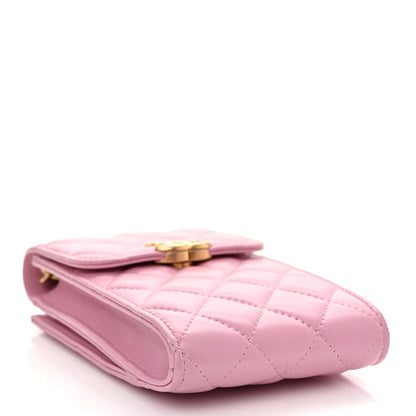 Chanel Lambskin Quilted Lacquered Chain Phone Holder With Chain Dark Pink 4 of 11