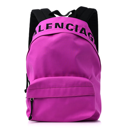 Balenciaga Sport Nylon Logo Embroidered S Wheel Backpack Fuchsia Black 1 of 9