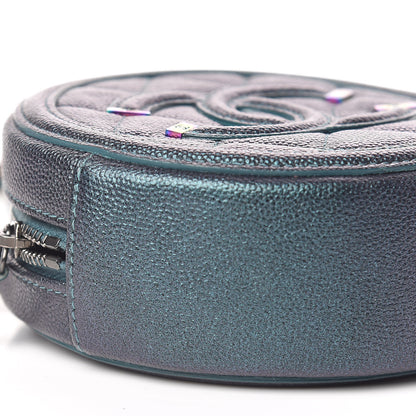 Chanel Iridescent Caviar Quilted Round Filigree Crossbody Dark Turquoise 8 of 11