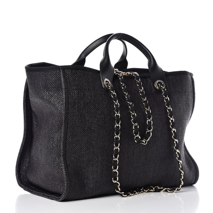 Chanel Woven Straw Raffia Large Deauville Tote Black 3 of 9