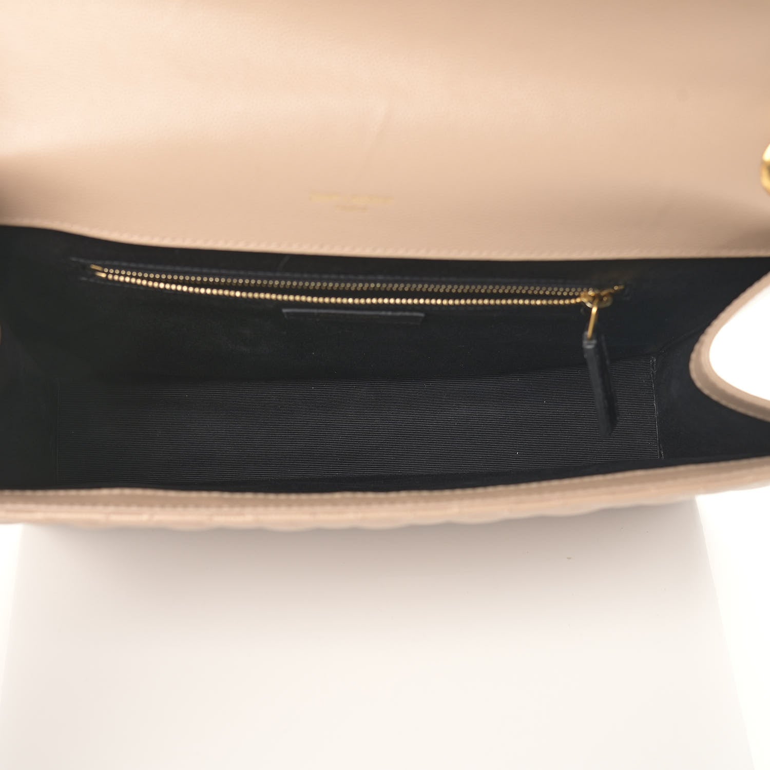 Saint Laurent Grain De Poudre Mixed Matelasse Large Triquilt Monogram Satchel Dark Beige 5 of 10