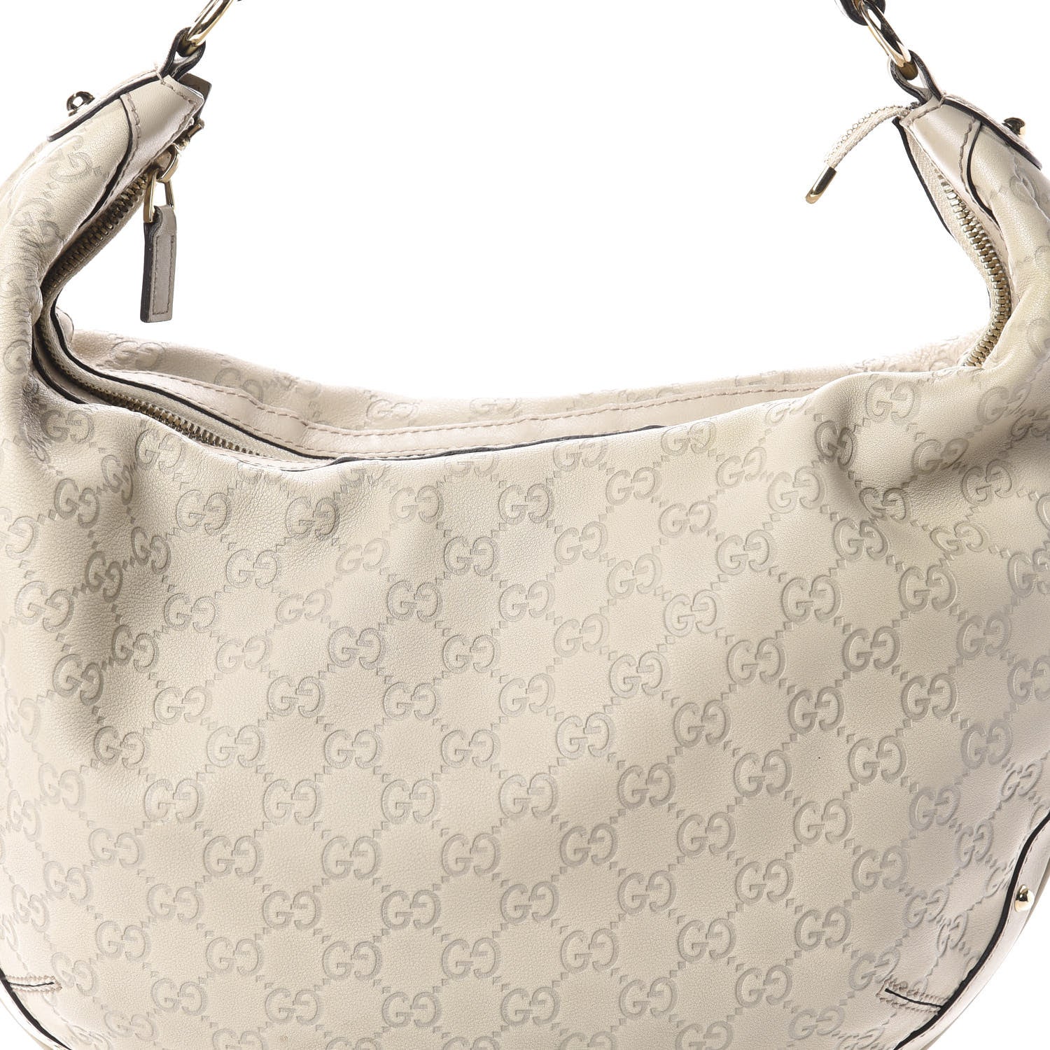 Gucci Guccissima Large Biba Studded Hobo Off White 7 of 9