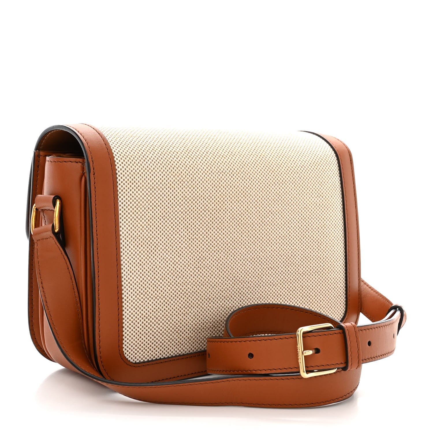 Celine Textile Calfskin Classique Triomphe Bag Natural Tan 3 of 12