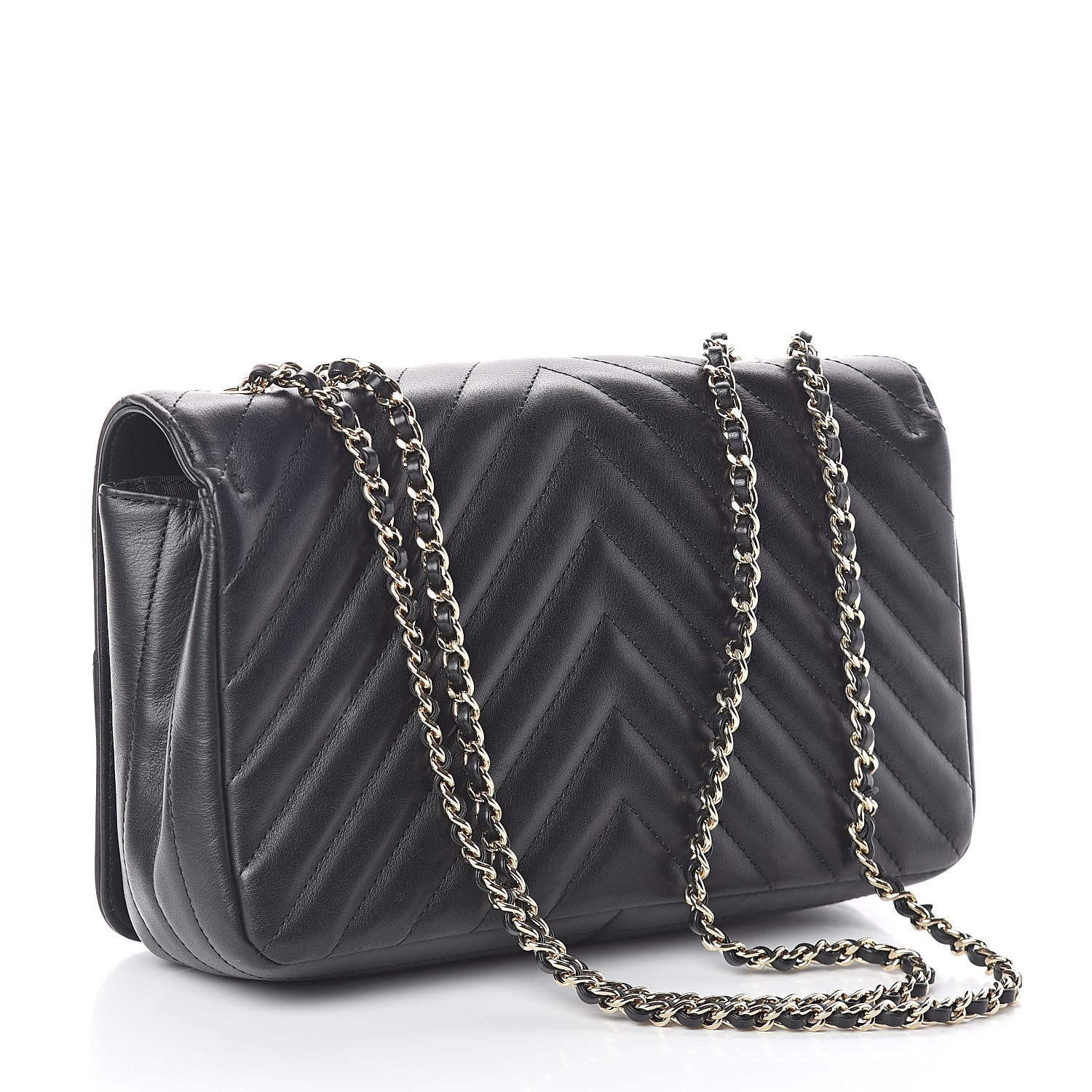 Chanel Calfskin Chevron Quilted Statement Flap Black 3 of 11