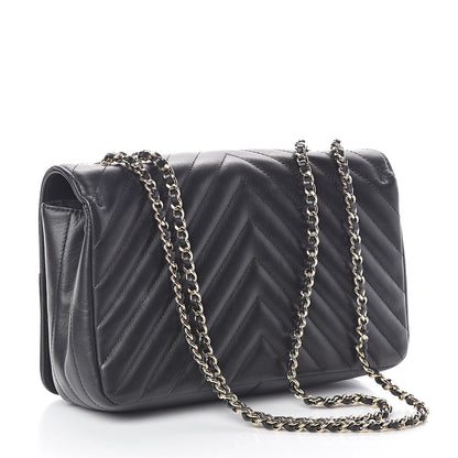 Chanel Calfskin Chevron Quilted Statement Flap Black 3 of 11