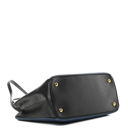 Prada Saffiano Lux Bi-Color Medium Tote Bluette Black 4 of 13