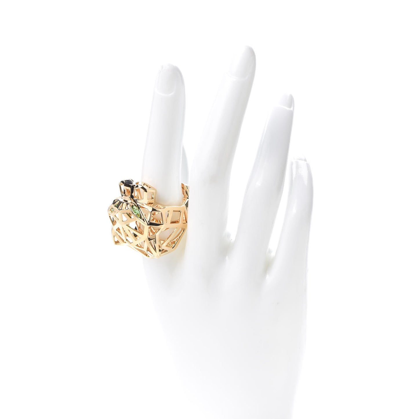 18K Yellow Gold Tsavorite Onyx Panthère De Ring 63 10.25