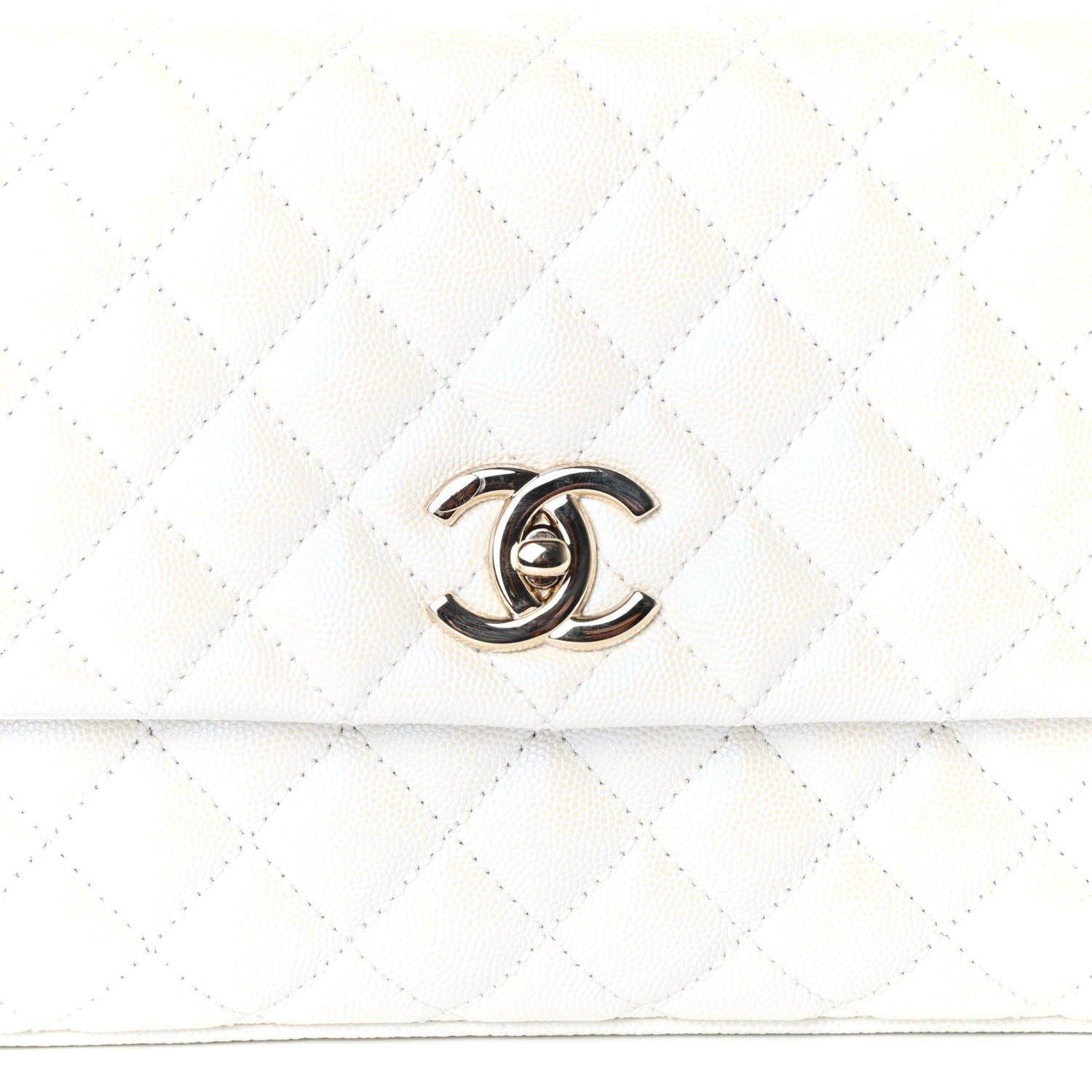 Chanel Iridescent Caviar Quilted Small Coco Handle Flap White 9 of 11